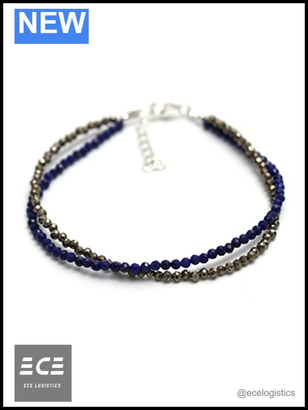 925 Sterling Silver Natural Beaded Bracelet Birthstone Gift 8 Inch